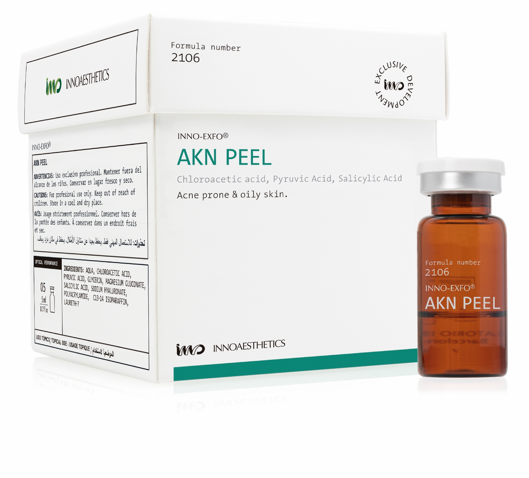 INNO Exfo AKN Peel: Effektive Akne-Behandlung für ölige Haut, 6 x 2ml (V01 02 26)