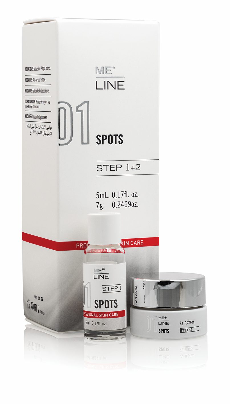 MELINE 01 SPOTS: Revolutionäre Sonnenflecken-Behandlung für strahlend schöne Haut, Vial 5ml + Tiegel 7 g (Prof.)